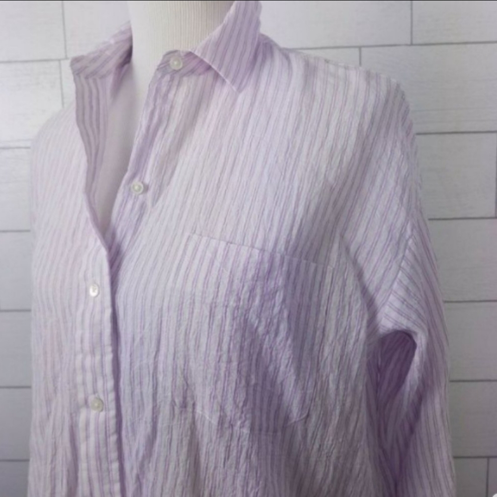 Cotton Blend Patch Chest Pocket Long Sleeves Top - Picture 4 of 9